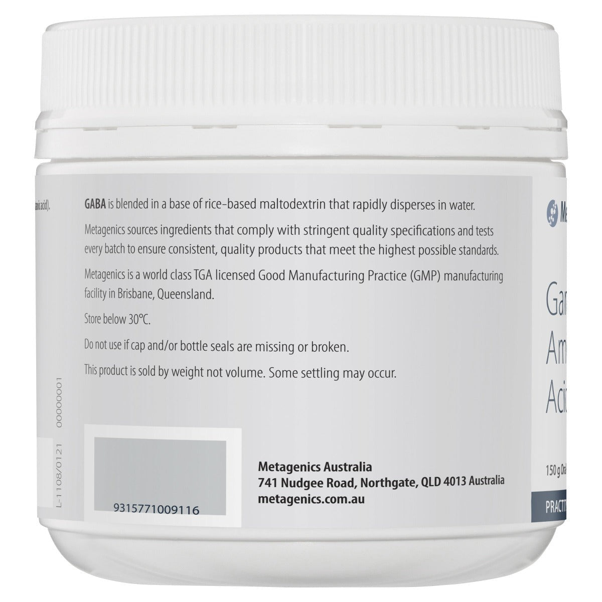 Metagenics Gamma-Aminobutyric Acid 150g