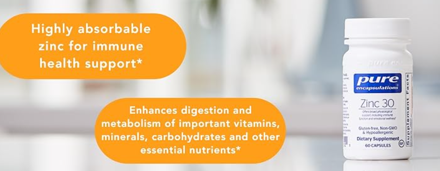Pure Encapsulations Zinc 30 - 180 Capsules