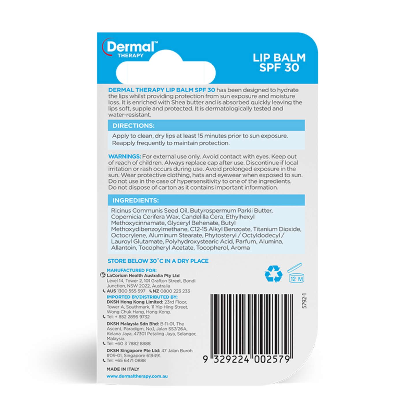 Dermal Therapy Lip Balm SPF 30+ Stick 5.7ml