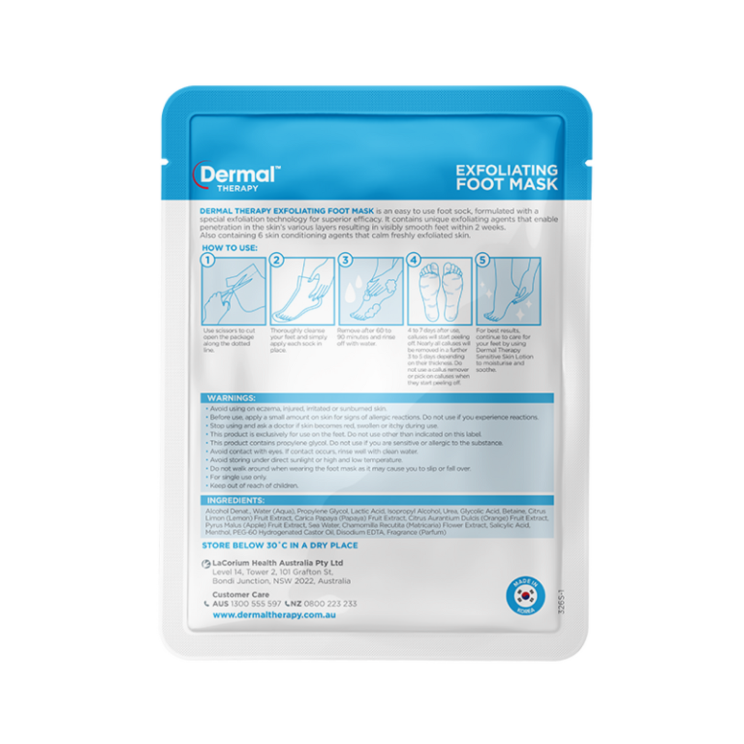 Dermal Therapy Exfoliating Foot Mask 1 Pair