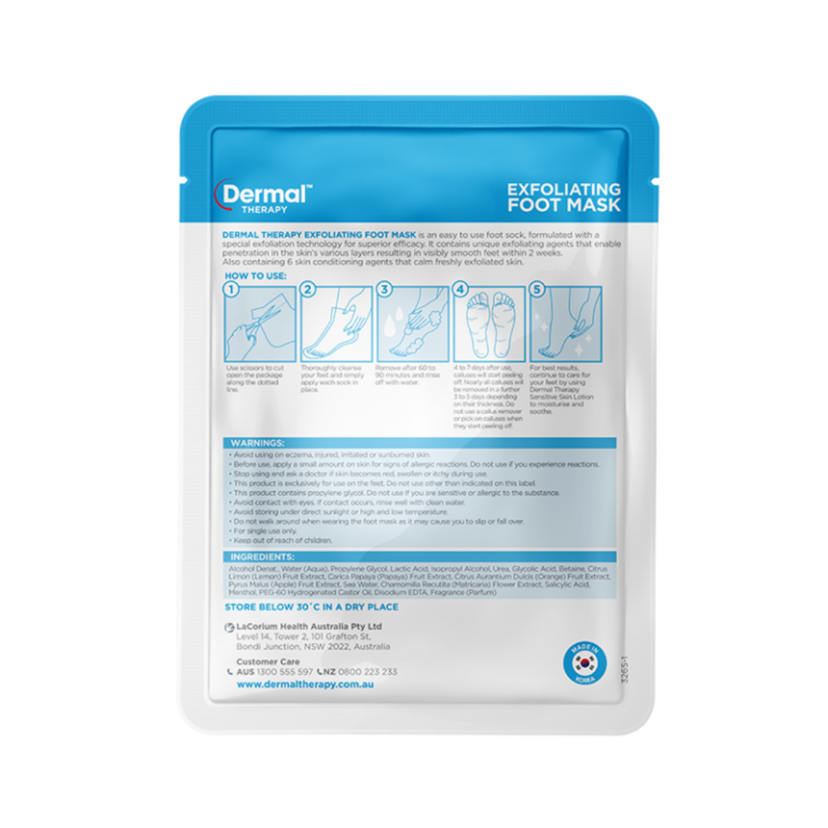 Dermal Therapy Exfoliating Foot Mask 1 Pair