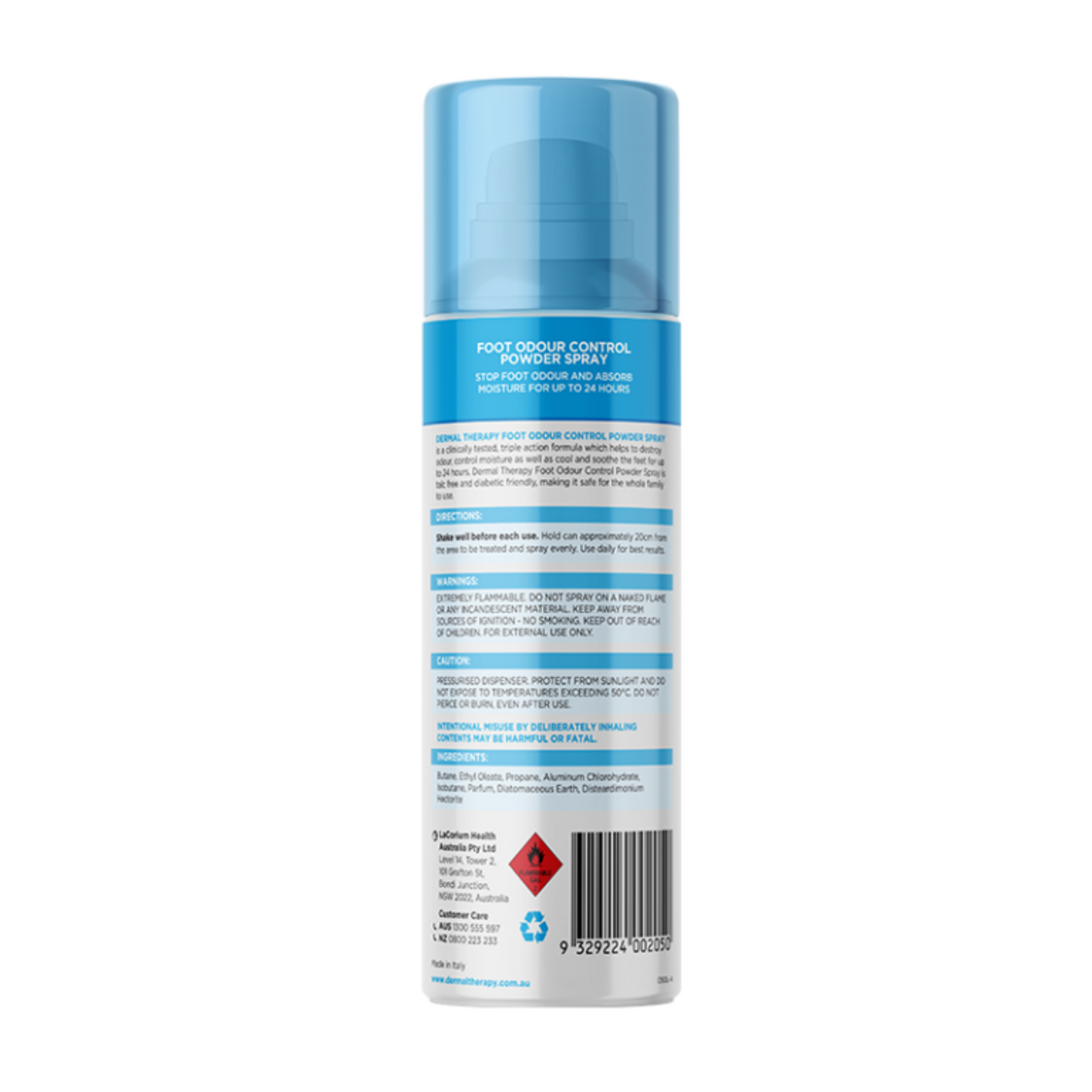 Dermal Therapy Foot Odour Control Powder Spray 210ml