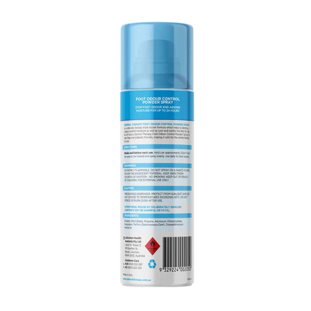 Dermal Therapy Foot Odour Control Powder Spray 210ml