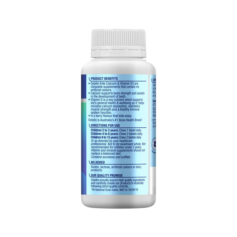 Ostelin Kids Calcium & Vitamin D3 Chewable 90 Tablets