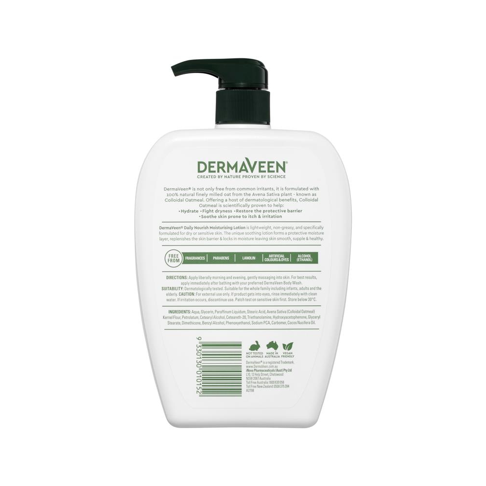 DermaVeen Daily Nourish Moisturising Lotion for Dry & Sensitive Skin 1L