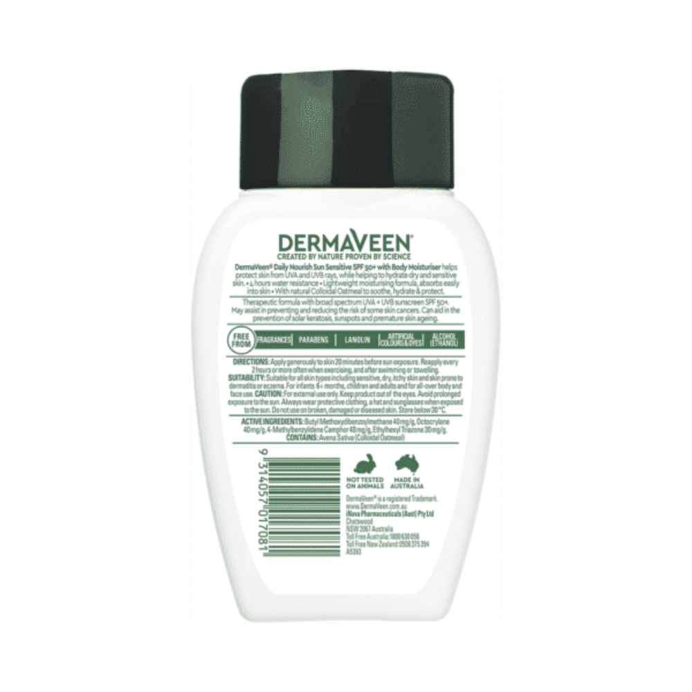 Dermaveen SPF 50+ Daily Nourish Sun Sensitive With Body Moisturiser 250g