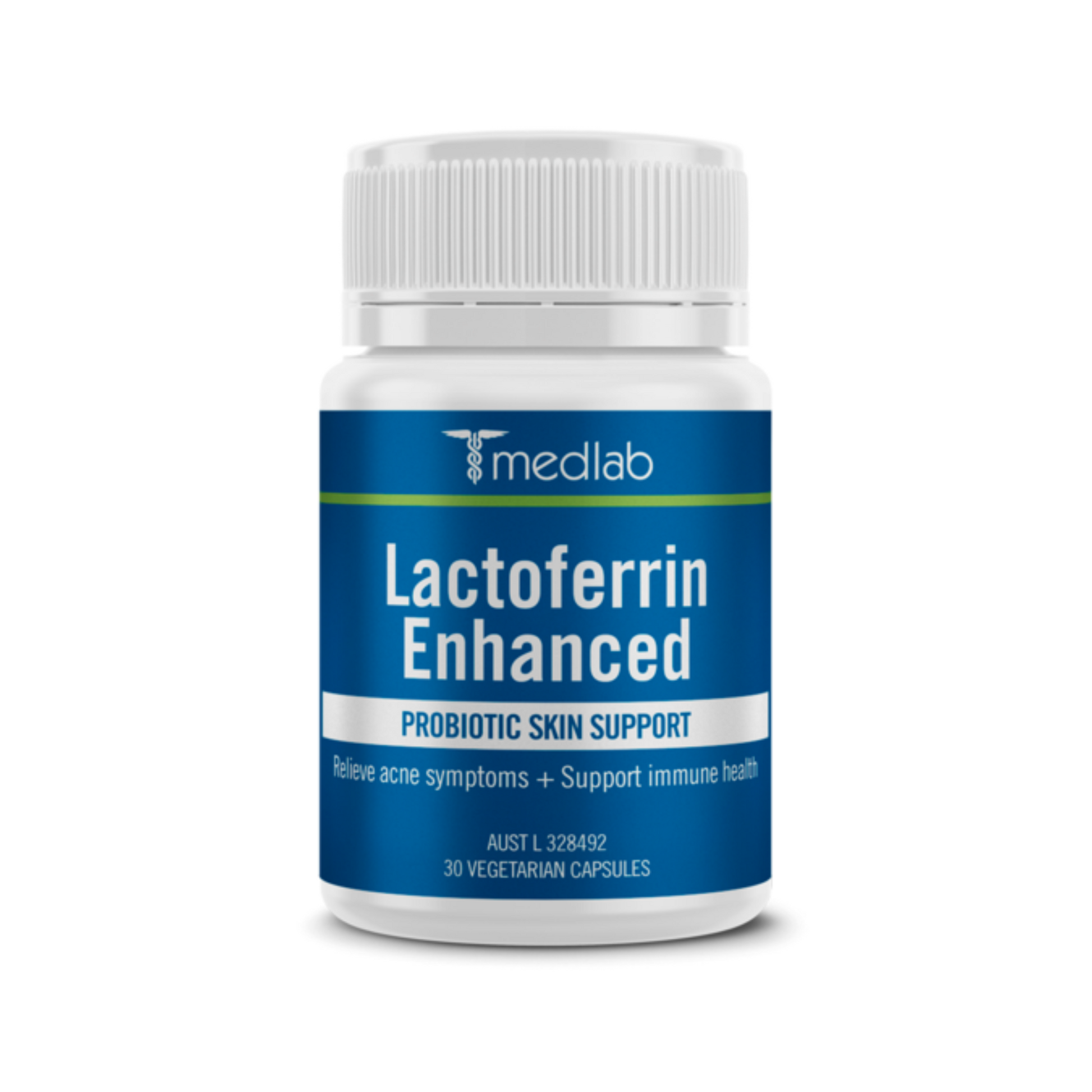 Medlab Lactoferrin Enhanced Probiotic Skin Support 30 Vegetarian Capsules