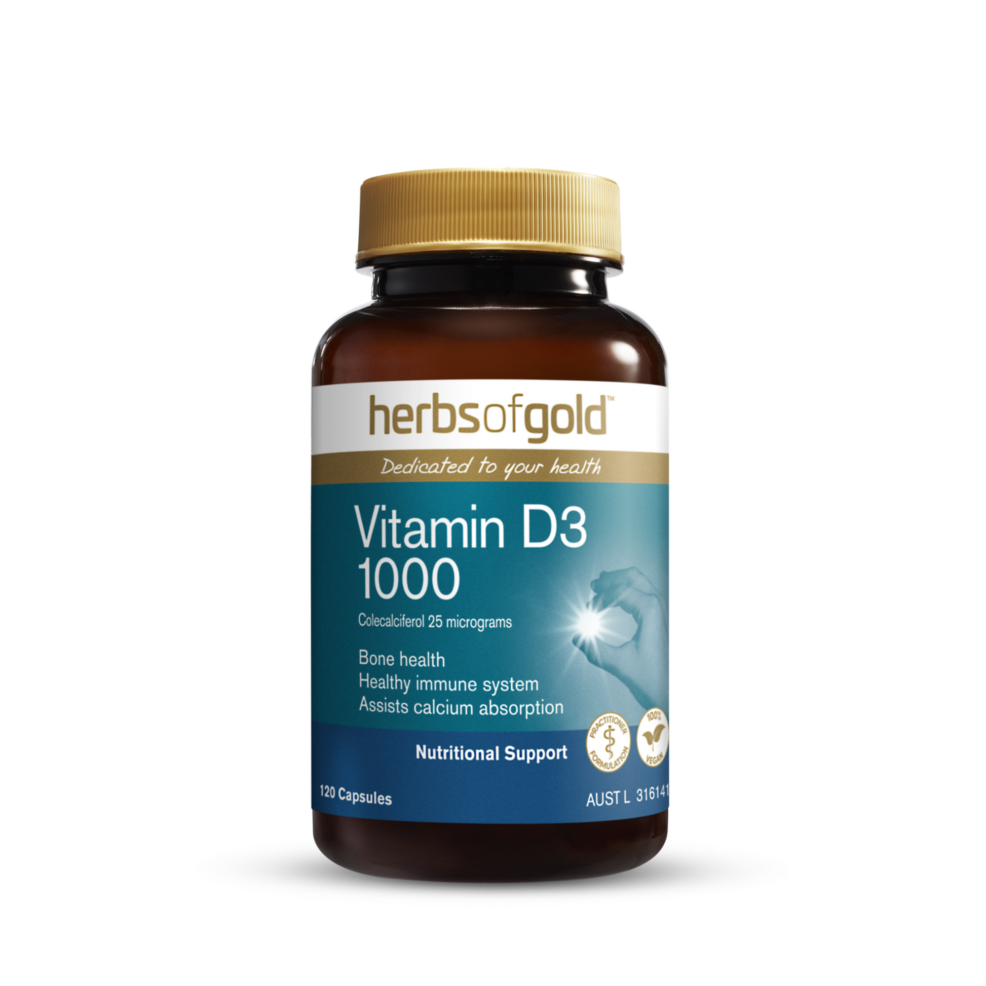 Herbs Of Gold Vitamin D3 1000 120 Capsules