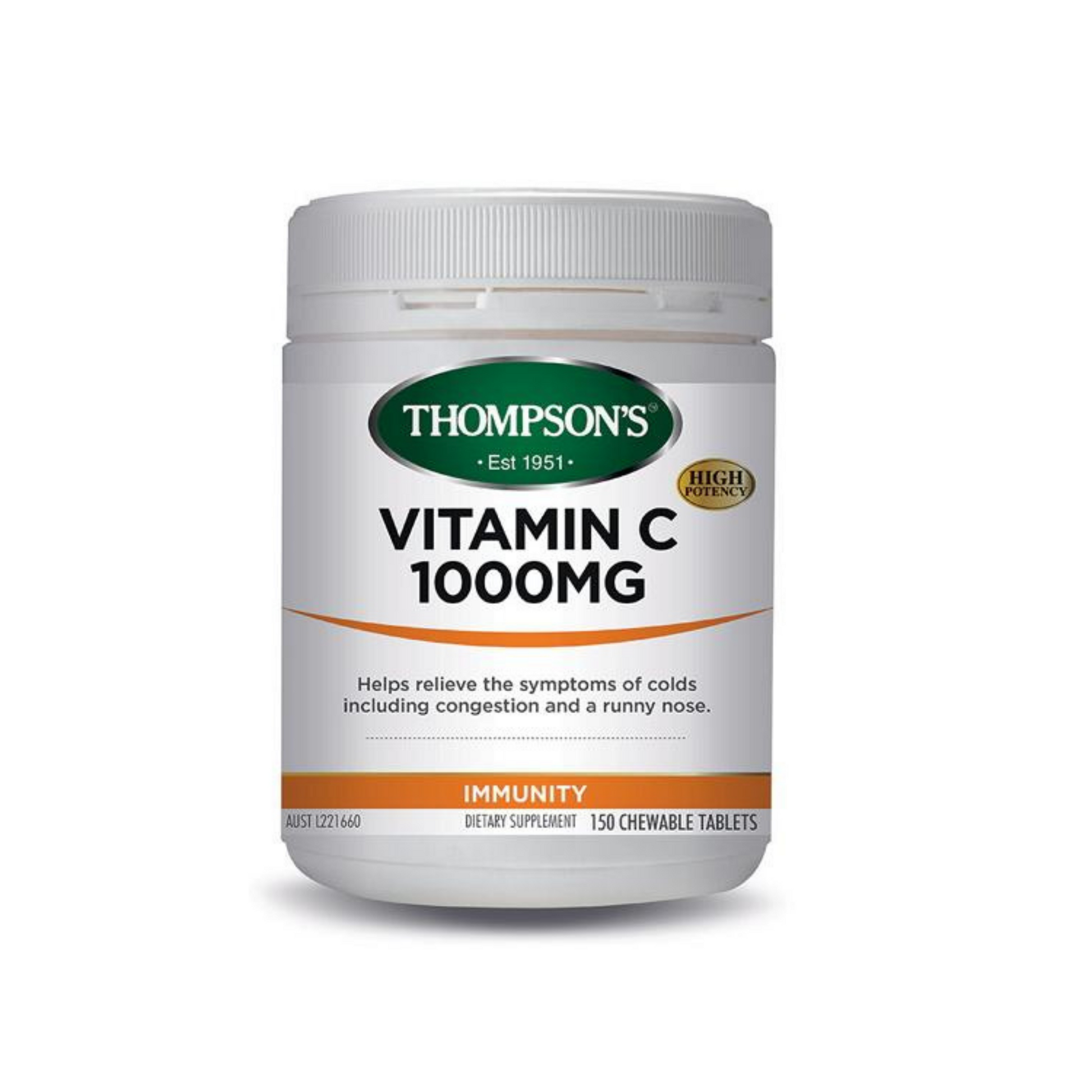 Thompsons Vitamin C 1000mg Chewable 150 Tablets