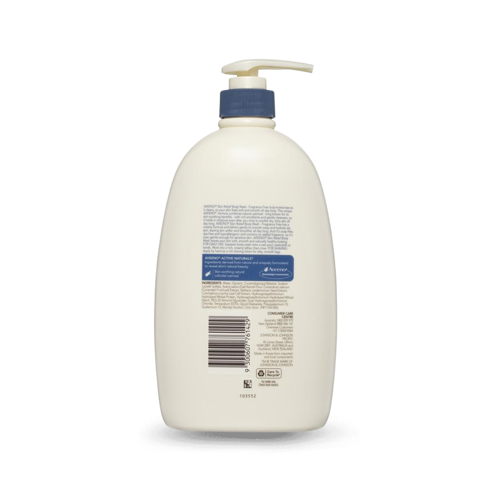 Aveeno Active Naturals Skin Relief Fragrance Free Body Wash 1L